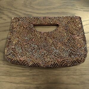 Elegant Brown Beaded Clutch